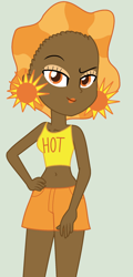 Size: 1050x2190 | Tagged: safe, artist:hoppingicon, artist:yaya54320bases, imported from derpibooru, human, equestria girls, clothes, female, milky way and the galaxy girls, shorts, smiling, sun, tanktop, text, the sun