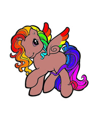 Size: 564x730 | Tagged: safe, artist:rainbowcocoadelight, imported from derpibooru, oc, oc only, oc:rainbow cocoa delight, pegasus, pony, female, g3, mare, multicolored hair, rainbow hair, raised hoof, simple background, smiling, spread wings, white background, wings