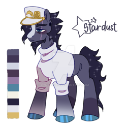 Size: 1280x1280 | Tagged: safe, artist:lynesssan, imported from derpibooru, oc, oc:stardust, earth pony, pony, clothes, deviantart watermark, hat, jojo's bizarre adventure, jotaro kujo, male, obtrusive watermark, shirt, simple background, solo, stallion, transparent background, watermark