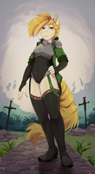 Size: 1777x3241 | Tagged: source needed, safe, artist:hakkids2, imported from derpibooru, oc, oc:palisade, anthro, earth pony, female, garter belt, solo