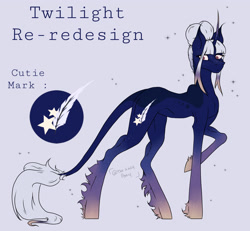 Size: 2765x2553 | Tagged: safe, artist:thelazyponyy, imported from derpibooru, twilight sparkle, pony, unicorn, female, mare, quill, raised hoof, redesign, solo, unicorn twilight