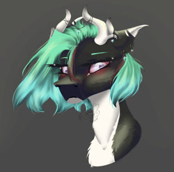 Size: 947x930 | Tagged: safe, artist:thelazyponyy, imported from derpibooru, oc, oc only, pony, blushing, bust, chest fluff, horns, solo