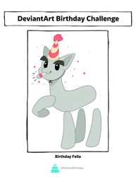 Size: 2550x3300 | Tagged: safe, artist:purplegrim40, imported from derpibooru, earth pony, pony, 2021, deviantart, hat, hoof on chest, male, old art, party hat, party horn, ponified, rule 85, solo, stallion