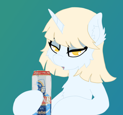 Size: 2500x2332 | Tagged: safe, artist:kotwitz, derpibooru exclusive, imported from derpibooru, oc, oc only, oc:aria taitava, pony, unicorn, abstract background, alcohol, alternate hairstyle, bedroom eyes, beer, chest fluff, ear fluff, harnaś, lipstick, open mouth, polish, solo