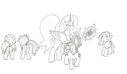 Size: 1509x877 | Tagged: artist needed, safe, imported from derpibooru, applejack, fluttershy, princess celestia, rainbow dash, twilight sparkle, alicorn, earth pony, pegasus, pony, unicorn, 4chan, angry, applebutt, bad pony, butt, crying, eyes closed, levitation, magic, paddle, plot, punishment, rainbutt dash, scared, simple background, spanking, tail, tail lift, tears of pain, telekinesis, time out, traditional art, white background