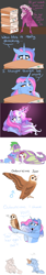 Size: 2000x12000 | Tagged: safe, artist:uunicornicc, imported from derpibooru, cheerilee, spike, oc, oc:bird song, oc:owlowiscious jr., oc:summer ballad, bird, dragon, earth pony, owl, pony, unicorn, book, chest fluff, edalyn clawthorne, female, filly, foal, magical lesbian spawn, offspring, older, parent:owlowiscious, parent:rainbow dash, parent:twilight sparkle, parents:twidash, parody, principal faust, simple background, the owl house, white background, winged spike, wings