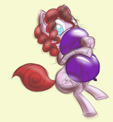 Size: 536x577 | Tagged: safe, artist:retl, imported from derpibooru, oc, oc only, oc:love tap, earth pony, balloon, balloon fetish, cuddling, cute, female, fetish, hug, looking at you, mare, ocbetes, solo, that pony sure does love balloons