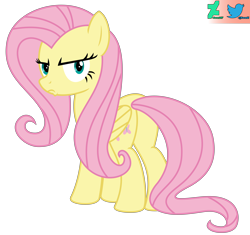 Size: 15000x14111 | Tagged: safe, artist:kuren247, imported from derpibooru, fluttershy, pegasus, pony, angry, female, frown, glare, looking back, rear view, scowl, simple background, solo, transparent background, vector, watermark