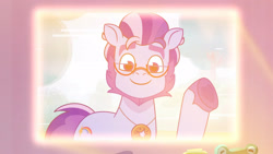 Size: 3410x1920 | Tagged: safe, imported from derpibooru, screencap, earth pony, pony, spoiler:g5, spoiler:my little pony: tell your tale, spoiler:tyts01e24, argyle starshine, g5, glasses, high res, male, my little pony: tell your tale, smiling, solo, stallion, starscout code, youtube link