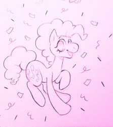 Size: 1140x1280 | Tagged: safe, artist:cyberdaydream, imported from derpibooru, pinkie pie, earth pony, pony, confetti, sketch, solo, traditional art