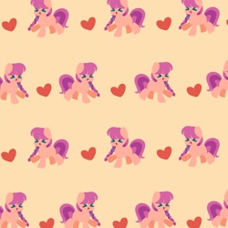 Size: 2709x2709 | Tagged: safe, artist:kittyrosie, imported from derpibooru, sunny starscout, earth pony, pony, ><, cute, eyes closed, g5, open mouth, palindrome get, repeating pattern, simple background, solo, sunnybetes, tiled background, yellow background