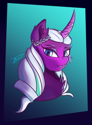 Size: 2950x4000 | Tagged: safe, artist:tyleks, imported from derpibooru, opaline arcana, alicorn, pony, spoiler:g5, spoiler:my little pony: make your mark, curved horn, female, g5, horn, mare, my little pony: make your mark, simple background, solo