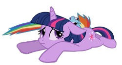 Size: 1280x687 | Tagged: safe, artist:benpictures1, imported from derpibooru, rainbow dash, twilight sparkle, pegasus, pony, unicorn, a dog and pony show, cute, dashabetes, duo, duo female, female, floppy ears, inkscape, simple background, transparent background, twiabetes, vector