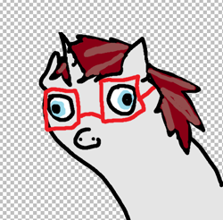 Size: 472x465 | Tagged: safe, artist:raeffi, imported from derpibooru, oc, oc:rust spot, pony, unicorn, blue eyes, funny, glasses, gray coat, horn, intentionally bad, low quality, male, meme, ms paint, red hair, silly, solo, unicorn oc