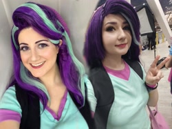 Size: 2171x1621 | Tagged: safe, artist:sarahndipity cosplay, artist:seabeersky, imported from derpibooru, starlight glimmer, human, equestria girls, mirror magic, spoiler:eqg specials, clothes, cosplay, costume, everfree northwest, everfree northwest 2019, grin, irl, irl human, photo, smiling