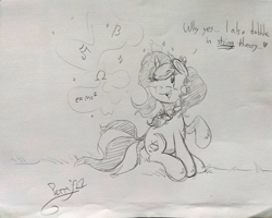 Size: 2048x1639 | Tagged: safe, artist:perrydotto, derpibooru exclusive, imported from derpibooru, oc, oc only, oc:cinnamon string, pony, unicorn, braid, female, flower, flower in hair, horn, magic, mare, ponysona, pun, sketch, solo, traditional art, unicorn oc