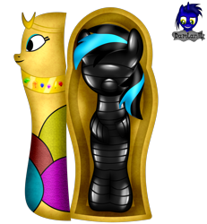 Size: 3840x4154 | Tagged: safe, artist:damlanil, imported from derpibooru, oc, oc:nightlight aura, pegasus, pony, bdsm, blindfold, bondage, clothes, commission, egyptian, egyptian pony, encasement, female, gag, latex, mare, mummification, mummified, mummy, restrained, rubber, sarcophagus, shiny, show accurate, simple background, solo, tape, tape bondage, transparent background, vector, wings, wrapping