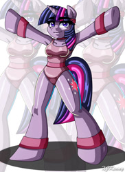 Size: 800x1101 | Tagged: safe, artist:xjkenny, imported from derpibooru, twilight sparkle, anthro, arm hooves, clothes, leotard, wristband