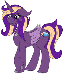 Size: 1120x1321 | Tagged: safe, artist:gray star, derpibooru exclusive, imported from derpibooru, oc, oc only, oc:wishing star (graystar), fallout equestria, artificial alicorn, female, purple alicorn (fo:e), sad, tired, two toned mane, wings