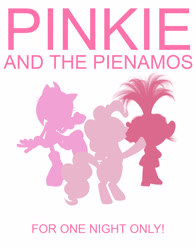 Size: 2200x2800 | Tagged: safe, imported from derpibooru, pinkie pie, amy rose, crossover, donna and the dynamos, mamma mia!, pink, poster parody, princess poppy, simple background, sonic the hedgehog (series), trolls, white background