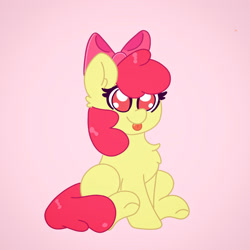 Size: 2342x2342 | Tagged: safe, artist:cinematic-fawn, imported from derpibooru, apple bloom, earth pony, pony, :p, pink background, simple background, solo, tongue out
