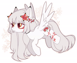 Size: 1920x1563 | Tagged: safe, artist:toffeelavender, imported from derpibooru, oc, oc only, pegasus, pony, female, flower, flower in hair, mare, simple background, solo, white background