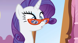 Size: 1074x591 | Tagged: safe, imported from ponybooru, screencap, rarity, dragon dropped, glasses, suprised