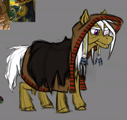 Size: 1914x1813 | Tagged: safe, artist:a0iisa, oc, oc only, pony, cloak, clothes, female, mare, shaman, snowpony (species), solo, taiga pony