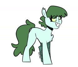 Size: 1709x1477 | Tagged: safe, artist:lrusu, imported from derpibooru, part of a set, oc, oc only, earth pony, pony, chest fluff, eye clipping through hair, grin, simple background, smiling, solo, white background