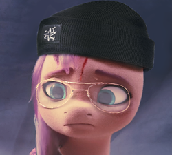 Size: 2333x2101 | Tagged: safe, artist:rsa.fim, artist:vice common, edit, edited screencap, imported from derpibooru, screencap, sunny starscout, earth pony, pony, spoiler:my little pony: a new generation, beanie, concerned, g5, glasses, hat, my little pony: a new generation, scar