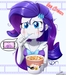 Size: 2408x2720 | Tagged: safe, artist:the-butch-x, imported from derpibooru, rarity, human, equestria girls, breasts, cleavage, comfort eating, crying, cute, eating, female, food, ice cream, marshmelodrama, mascara, mascarity, messy hair, movie, raribetes, rarity being rarity, sad, sadorable, solo, watching