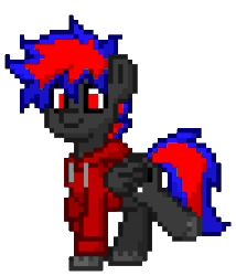 Size: 768x896 | Tagged: safe, imported from derpibooru, oc, oc only, oc:shadow sky, pony, pony town, animated, clothes, gif, hoodie, simple background, solo, transparent background