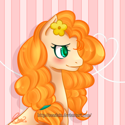 Size: 2027x2020 | Tagged: safe, artist:seaslain, imported from derpibooru, pear butter, earth pony, pony, 2017, bust, female, mare, old art, profile, solo, spanish description, time-lapse included