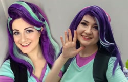 Size: 2532x1628 | Tagged: safe, artist:sarahndipity cosplay, artist:seabeersky, imported from derpibooru, starlight glimmer, human, equestria girls, mirror magic, spoiler:eqg specials, clothes, cosplay, costume, everfree northwest, everfree northwest 2019, grin, irl, irl human, photo, smiling