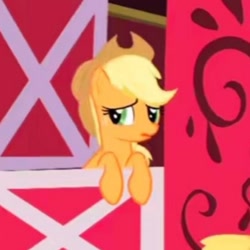 Size: 416x416 | Tagged: safe, imported from derpibooru, screencap, applejack, earth pony, pony, party of one, season 1, applejack's hat, cowboy hat, cute, female, frown, hat, mare, solo