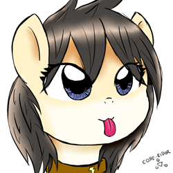 Size: 900x900 | Tagged: safe, artist:core-ridor, imported from derpibooru, oc, oc only, pony, :p, bust, collar, portrait, simple background, solo, tongue out, white background