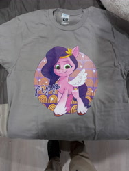 Size: 3120x4160 | Tagged: safe, imported from derpibooru, pipp petals, pegasus, pony, backwards cutie mark, clothes, g5, hasbro, official, shirt, t-shirt