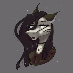 Size: 3000x3000 | Tagged: safe, artist:thelazyponyy, imported from derpibooru, oc, oc only, earth pony, pony, bust, choker, earth pony oc, gray background, simple background