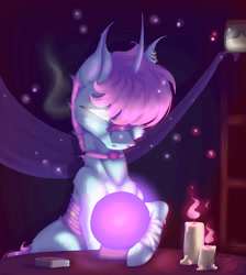 Size: 2693x3001 | Tagged: safe, artist:thelazyponyy, imported from derpibooru, oc, oc only, pony, unicorn, candle, crystal ball, horn, solo, unicorn oc