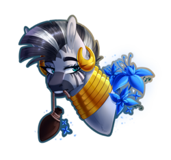 Size: 926x863 | Tagged: safe, artist:norica-official, imported from derpibooru, zecora, zebra, ear piercing, earring, female, gritted teeth, jewelry, mouth hold, neck rings, piercing, poison joke, simple background, solo, teeth, transparent background
