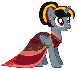 Size: 937x852 | Tagged: safe, artist:more by wynterstar93, imported from twibooru, oc, oc:northern empress, alicorn, pony, clothes, dress, female, gala dress, image, mare, needs more jpeg, solo