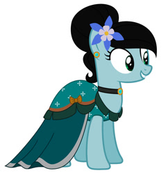 Size: 873x915 | Tagged: safe, artist:more by wynterstar93, imported from twibooru, oc, oc:animas sun, earth pony, pony, clothes, dress, female, gala dress, image, mare, needs more jpeg