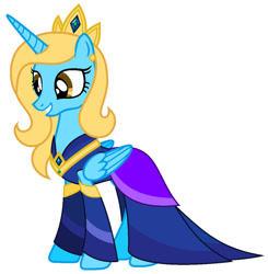 Size: 885x903 | Tagged: safe, artist:more by wynterstar93, imported from twibooru, oc, oc:shine oritz, alicorn, pony, clothes, crown, dress, female, gala dress, image, jewelry, mare, needs more jpeg, regalia, tiara