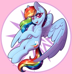 Size: 3000x3069 | Tagged: safe, artist:_ladybanshee_, imported from derpibooru, rainbow dash, pegasus, pony, backwards cutie mark, chest fluff, ear fluff, flying, full body, g4, solo