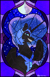 Size: 800x1226 | Tagged: safe, artist:amoratano, imported from derpibooru, nightmare moon, alicorn, pony, palindrome get, stained glass