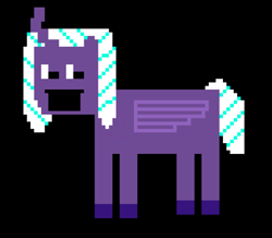 Size: 1908x1664 | Tagged: safe, imported from derpibooru, opaline arcana, alicorn, pony, spoiler:g5, spoiler:my little pony: make your mark, crossover, five nights at freddy's, g5, horn, pixel art, purple guy, wings