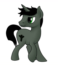 Size: 1024x1162 | Tagged: safe, artist:akellf, imported from derpibooru, oc, oc only, oc:braunly, pony, unicorn, black hair, black mane, horn, pony oc, simple background, solo, unicorn oc, white background