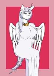 Size: 1800x2500 | Tagged: artist needed, source needed, safe, imported from derpibooru, oc, oc:κασσάνδρα, alicorn, anthro, alicorn oc, big breasts, breasts, female, horn, solo, wings