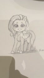 Size: 1152x2048 | Tagged: safe, artist:miokomata, imported from derpibooru, fluttershy, pegasus, pony, cute, female, freckles, freckleshy, grayscale, looking at you, mare, monochrome, pencil drawing, shyabetes, smiling, smiling at you, solo, traditional art