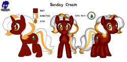 Size: 8448x4154 | Tagged: safe, artist:damlanil, imported from derpibooru, oc, oc:sunday cream, pony, unicorn, commission, female, horn, mare, reference sheet, show accurate, simple background, solo, transparent background, vector